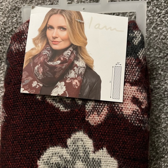 I AM  Classy Merlot Colored Floral Scarve! OS
- Merlot , Charcoal grey, Blk, Pnk - Picture 4 of 6